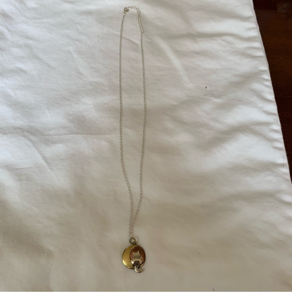 Elegant Two-Tone Necklace with Silver Chain